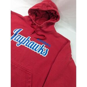 Vintage Champs Heavy Kansas Jayhawks Hoodie Sweatshirt Mens Y2K Red Pullover XL‎